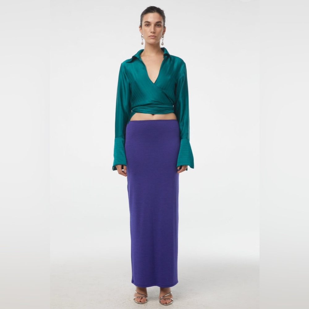 The Line by K - The Eiza Long Skirt in Grape - XS